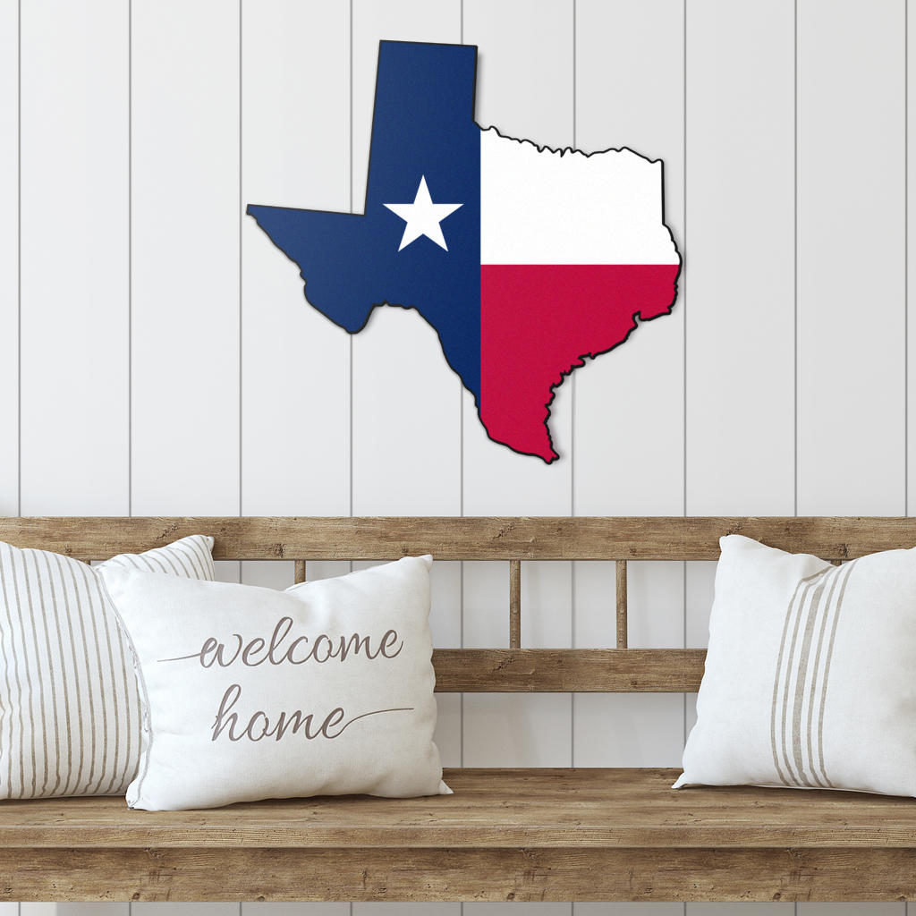 Texas Map - Colored Metal Wall Art