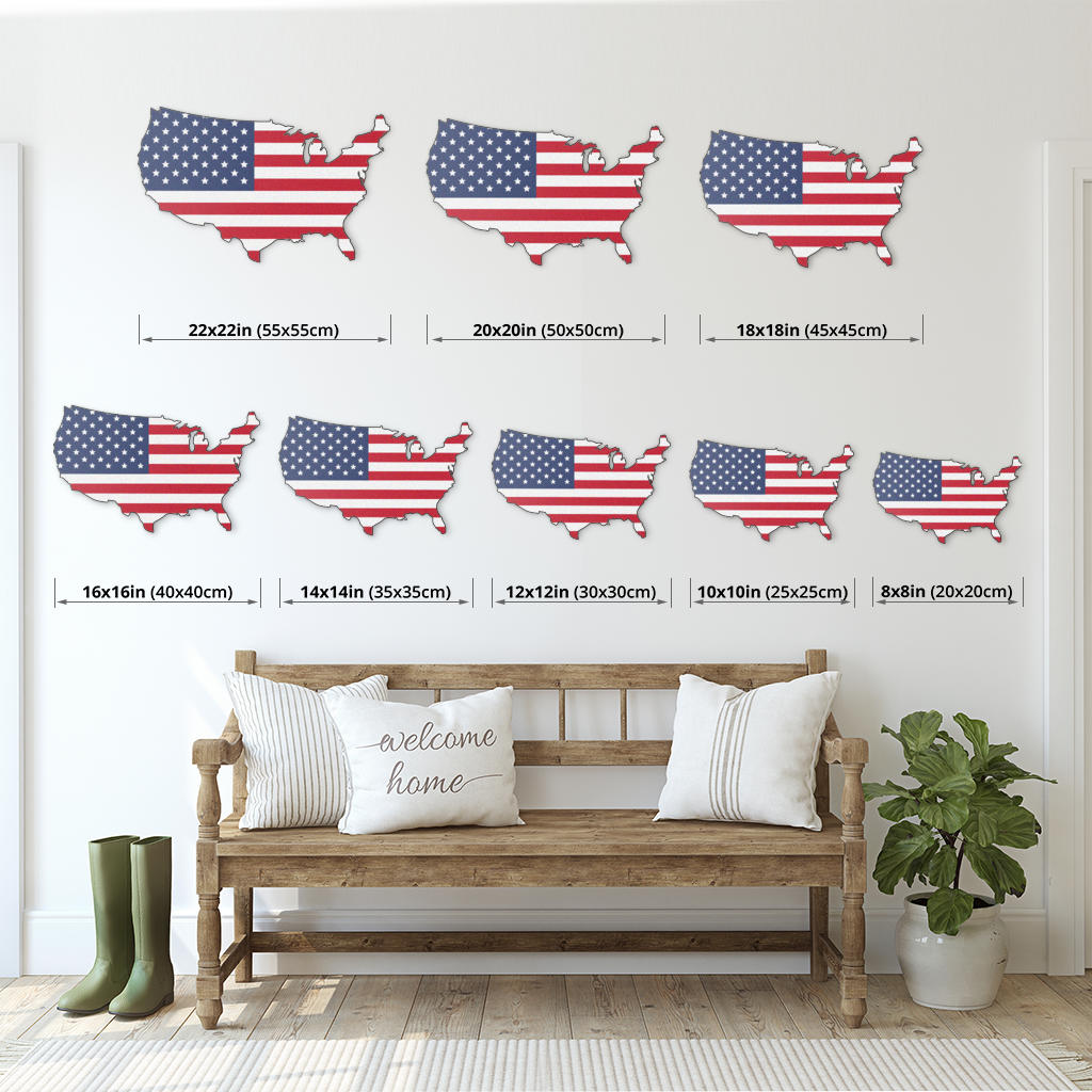 USA Map - Colored Metal Wall Art